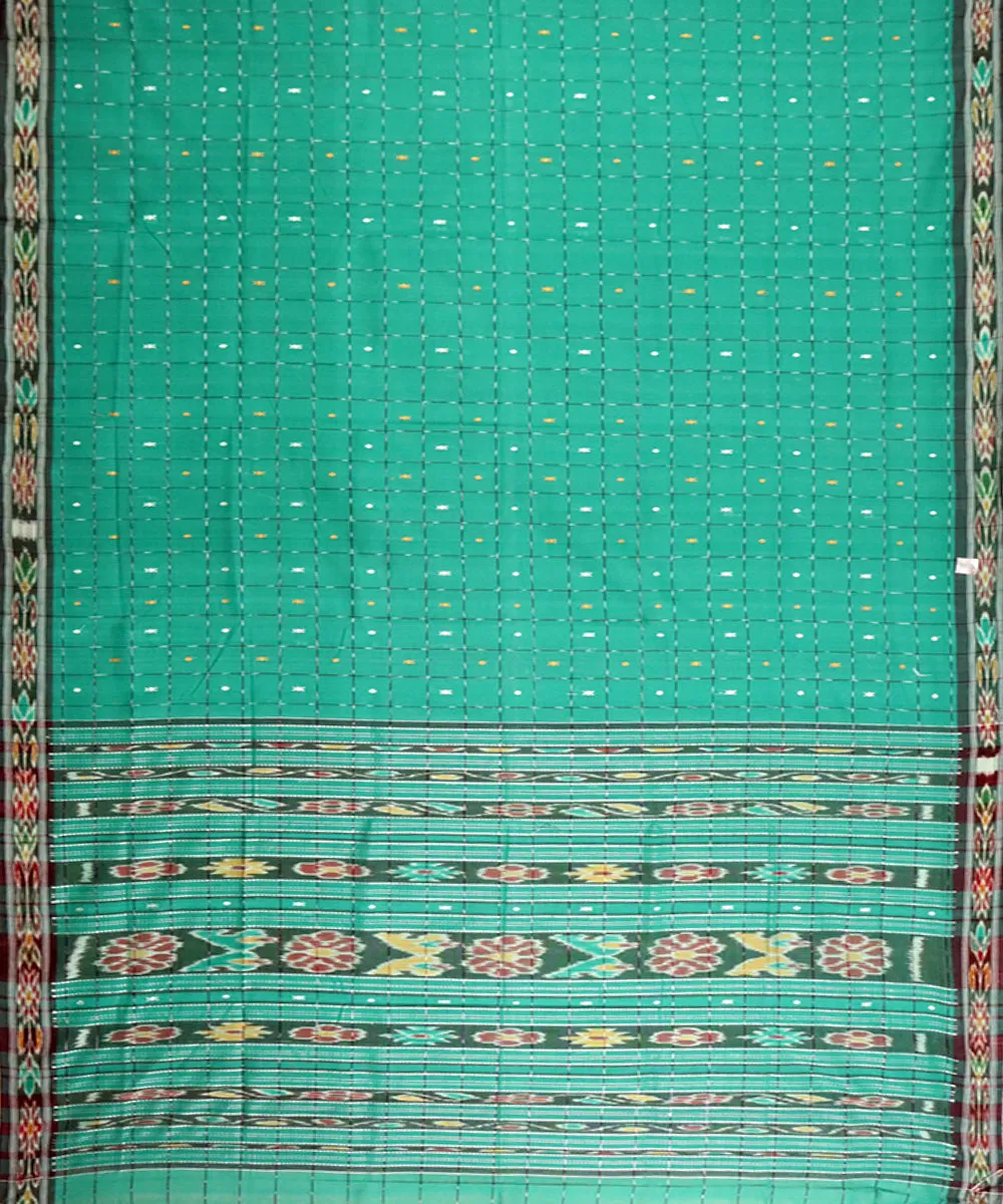 English green Feldgrau Cotton Handloom Saree