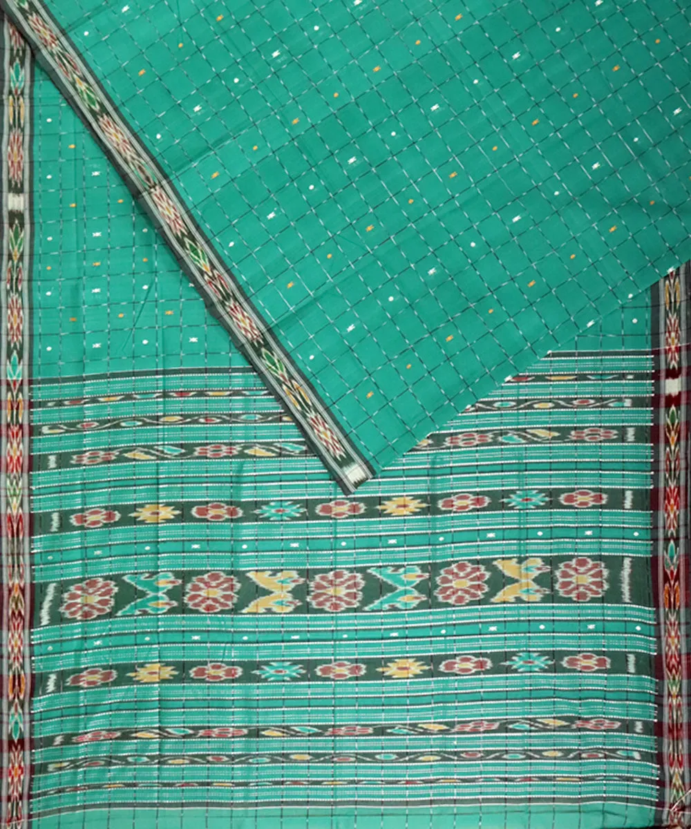 English green Feldgrau Cotton Handloom Saree