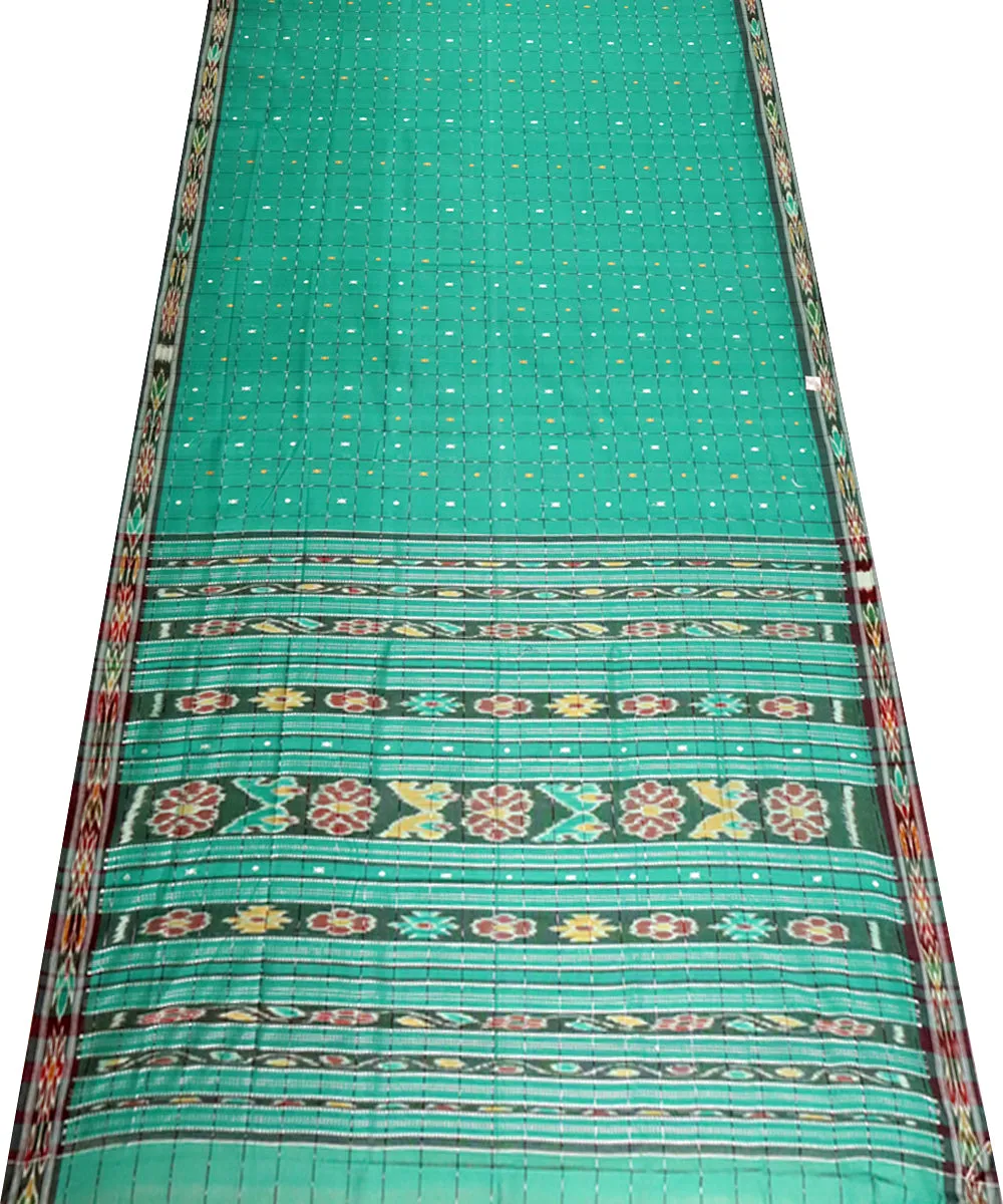 English green Feldgrau Cotton Handloom Saree