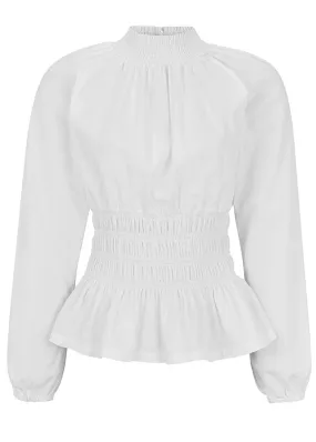 Esmé Studios Mabel Smock Blouse ES322-709 Bluse - White