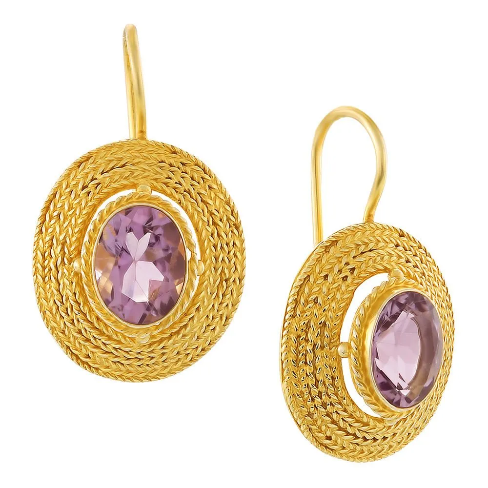 Filigree Basket Amethyst Earrings