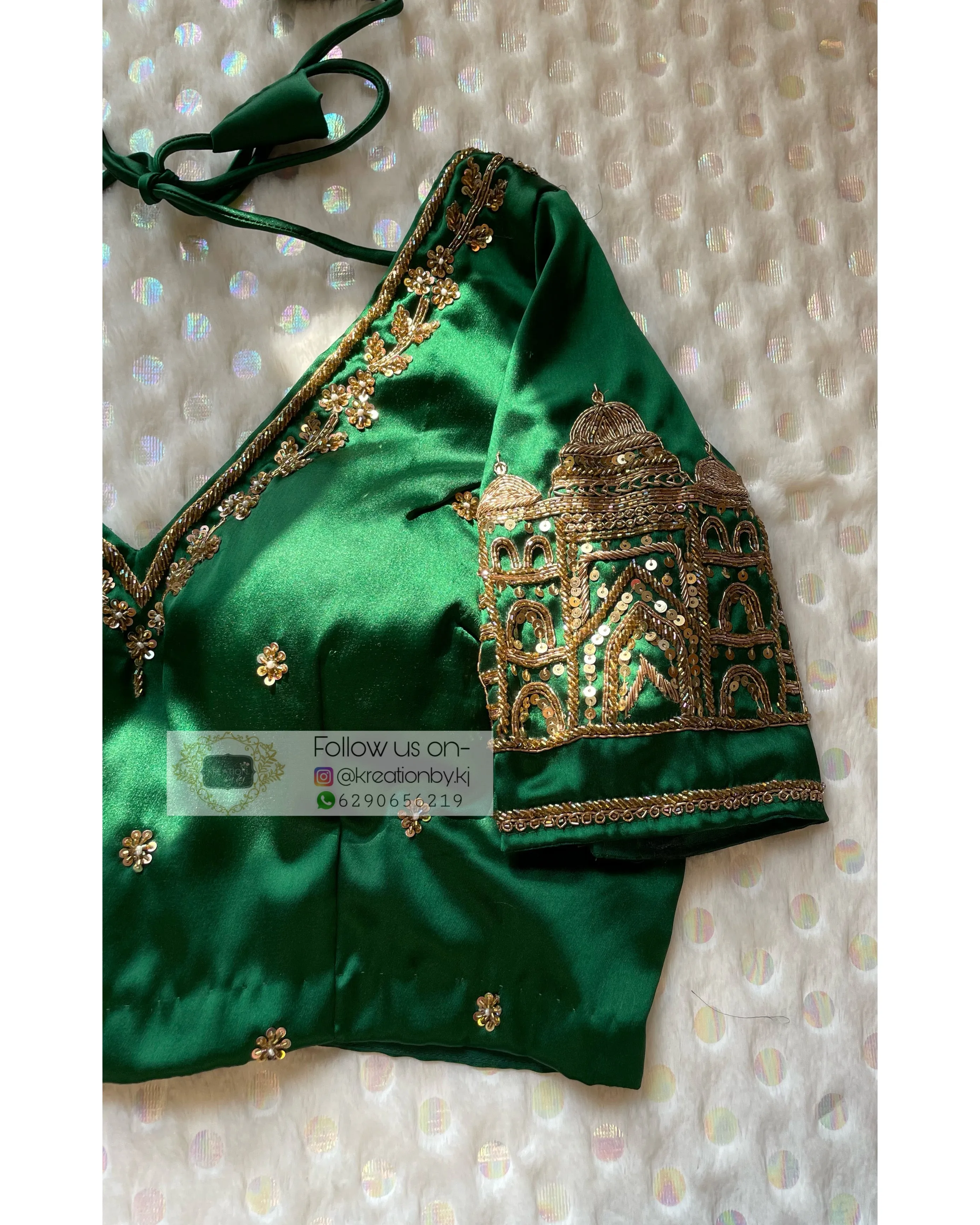 Forest Green Taj Mahal Blouse Piece