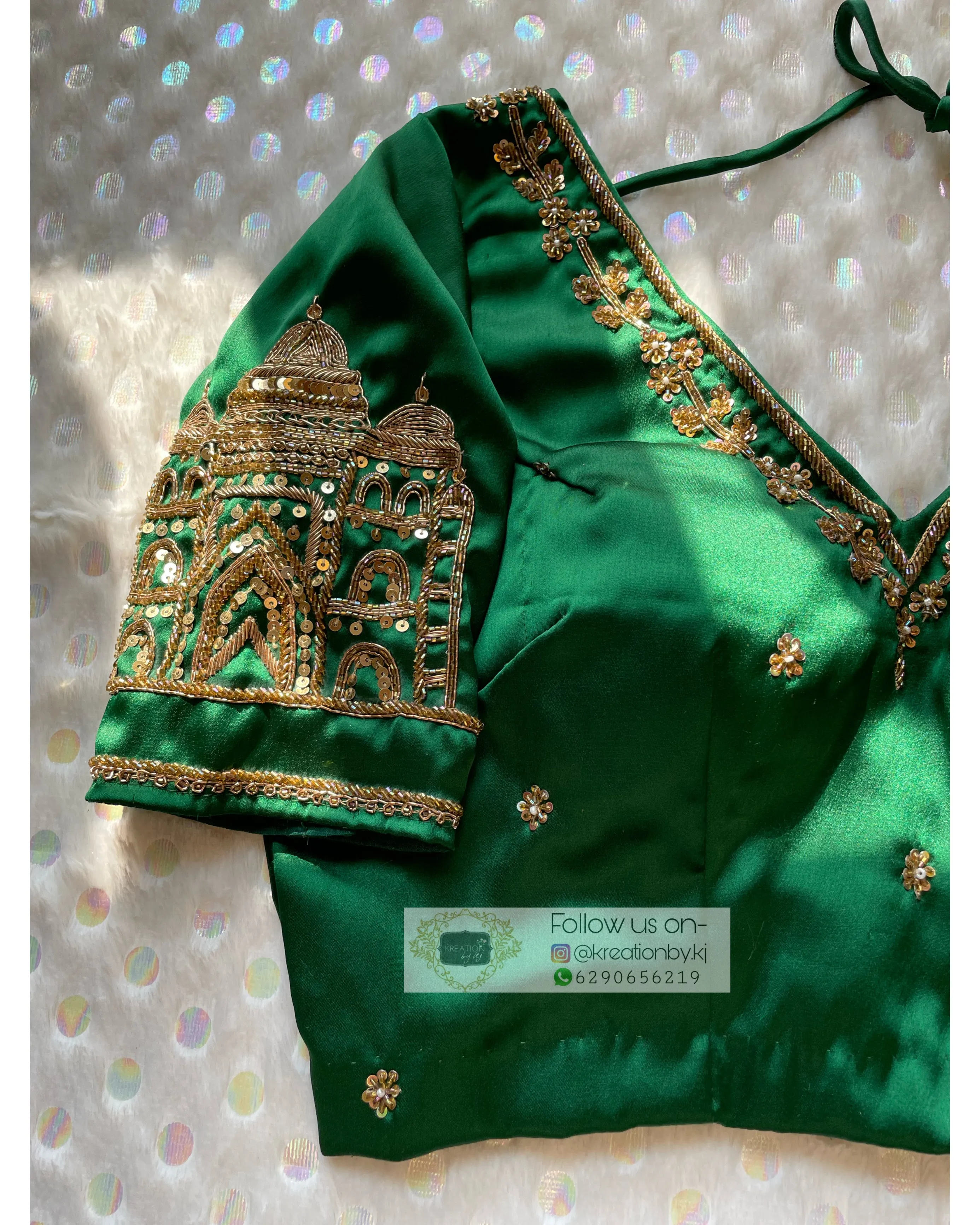 Forest Green Taj Mahal Blouse Piece