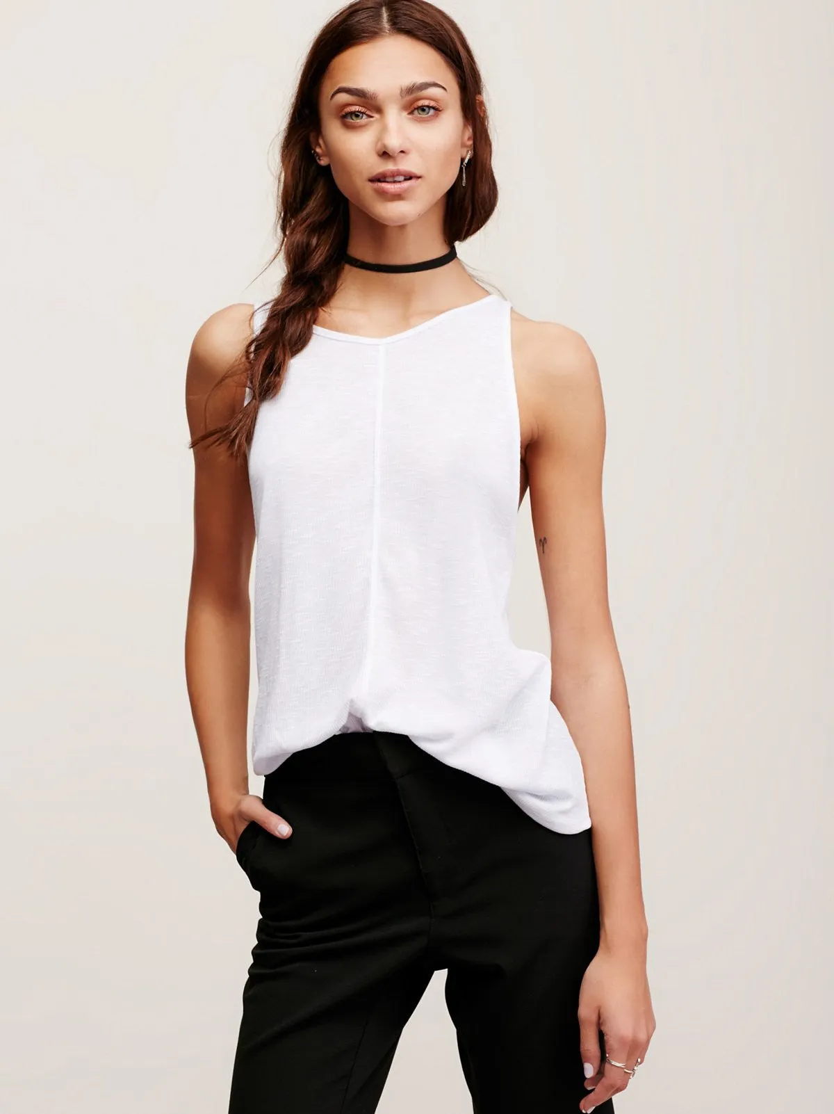 Free People Sleek N Easy Tank White