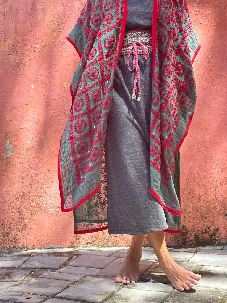 Free Size  Embroidery Long Kaftan