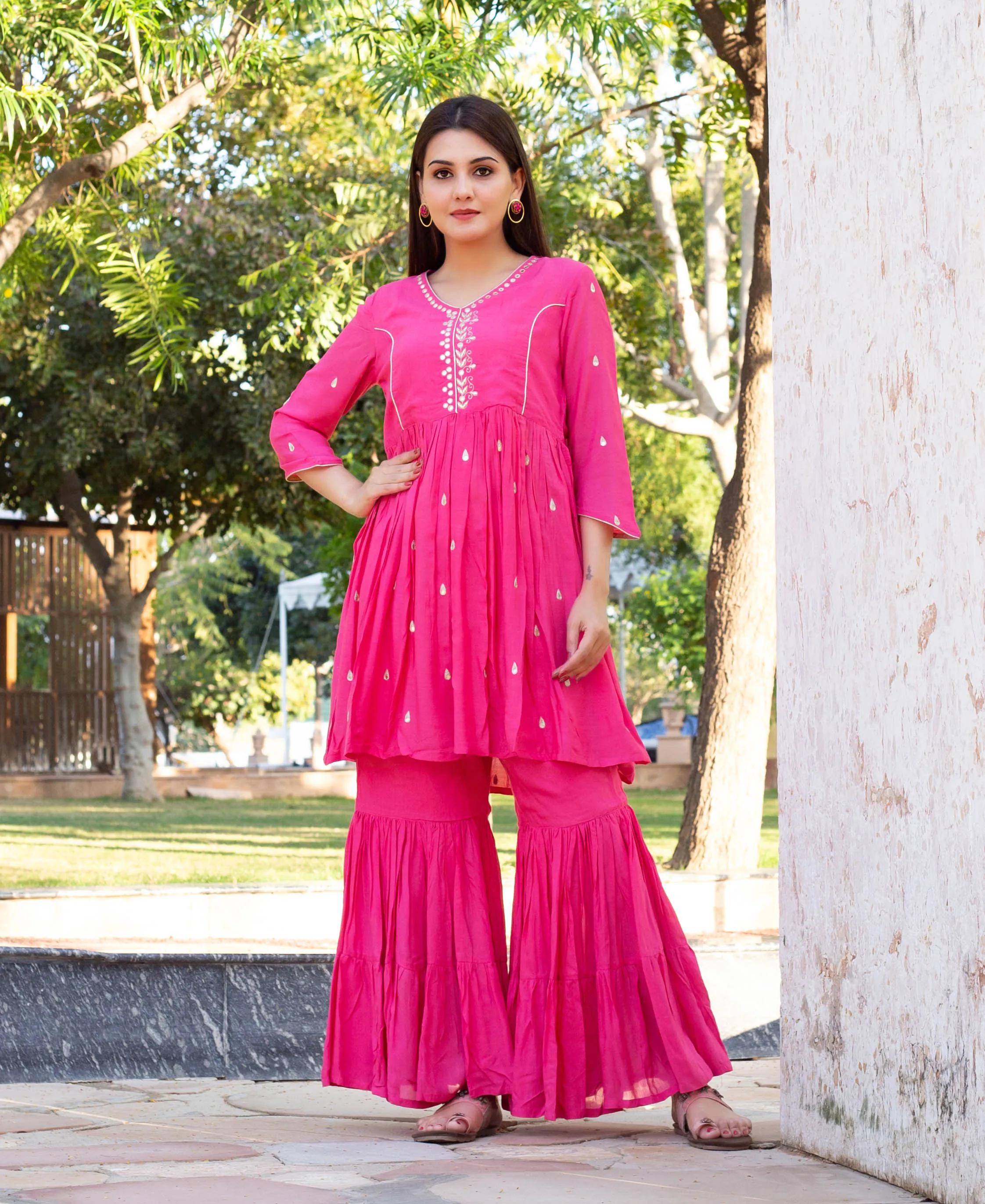 French Rose Hand Embroidered Kurta