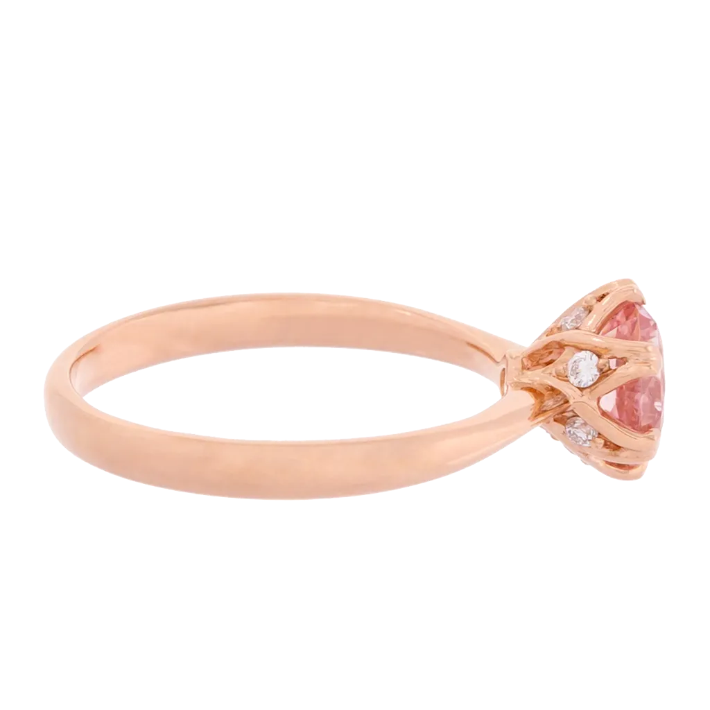 GIA Certified No Heat Padparadscha Sapphire Rose Gold Ring