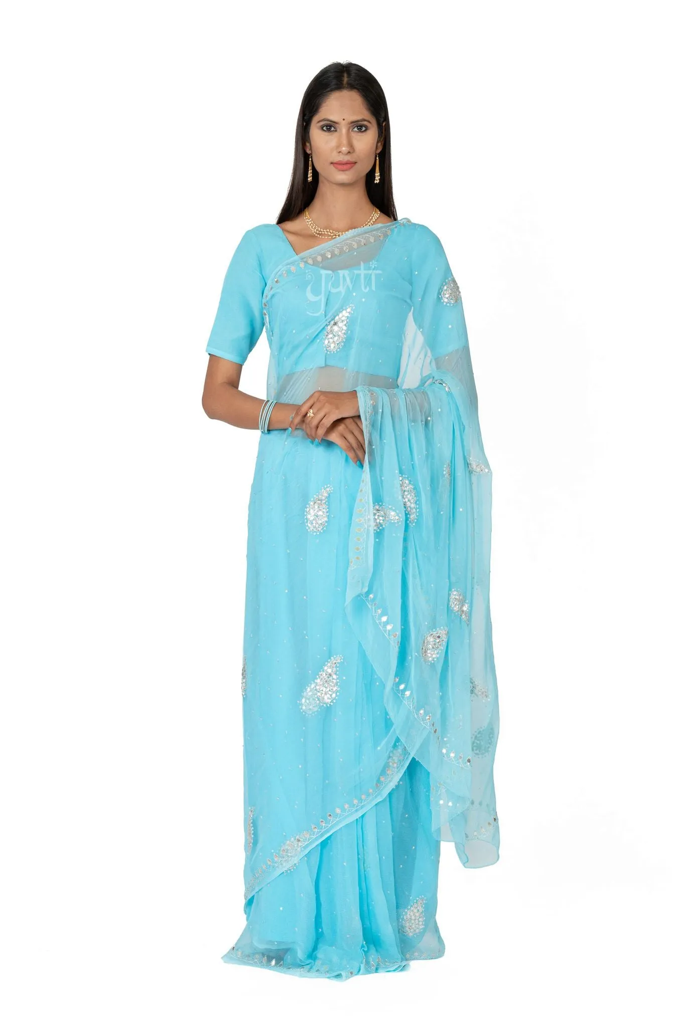 Gota Patti Viscose Chiffon Saree