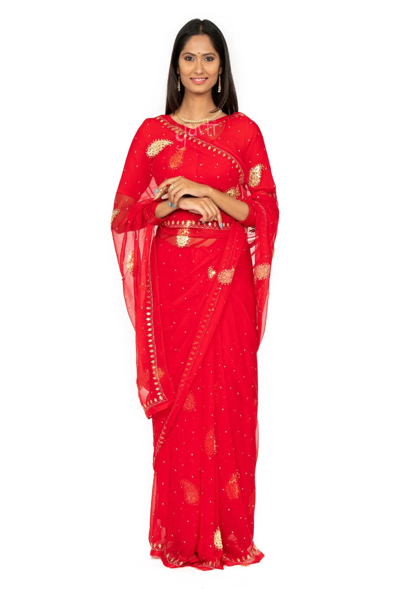 Gota Patti Viscose Chiffon Saree