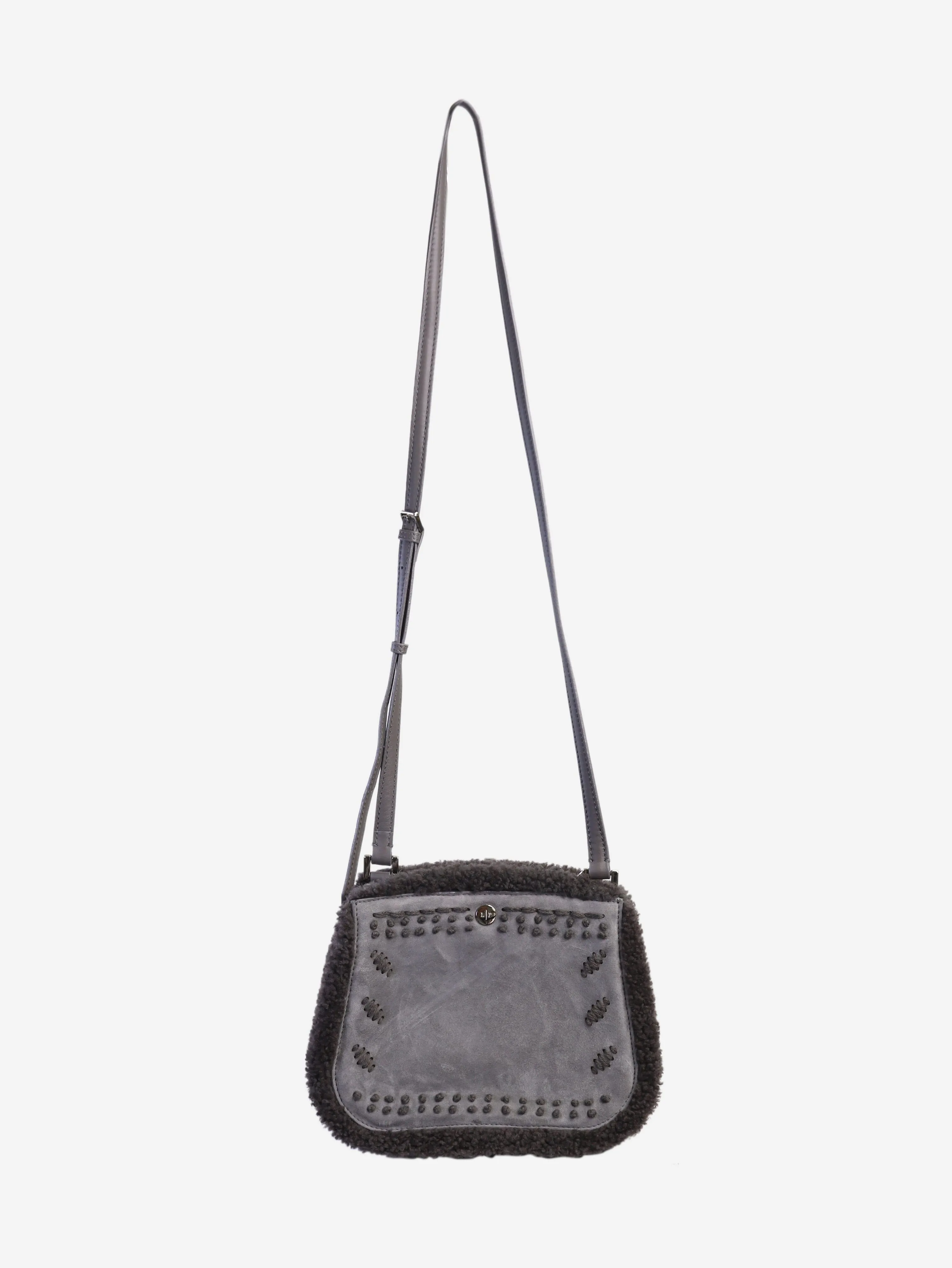 Grey embroidered detailed cross-body bag