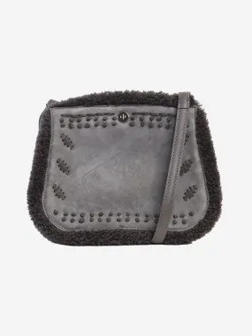 Grey embroidered detailed cross-body bag