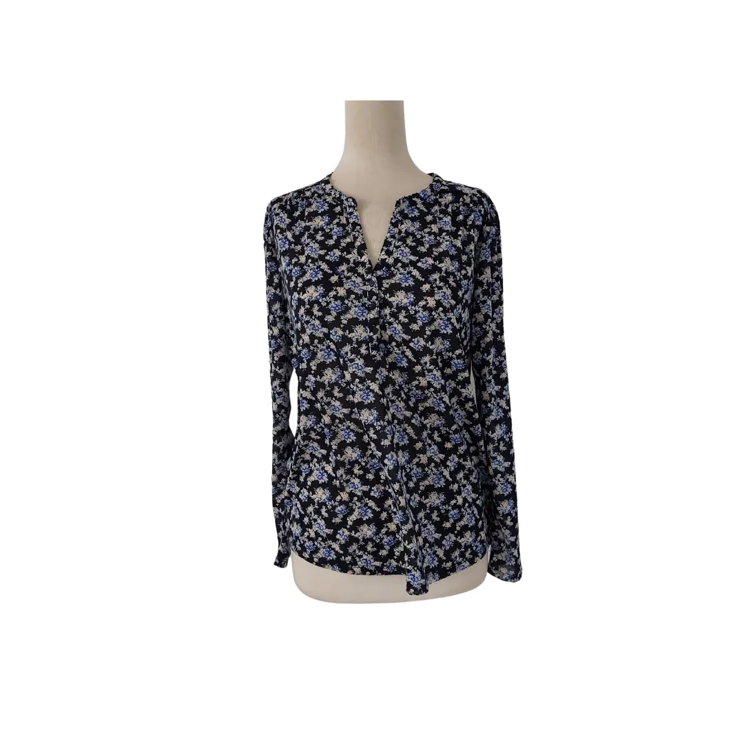 H&M Navy Floral Printed Blouse | Brand New |