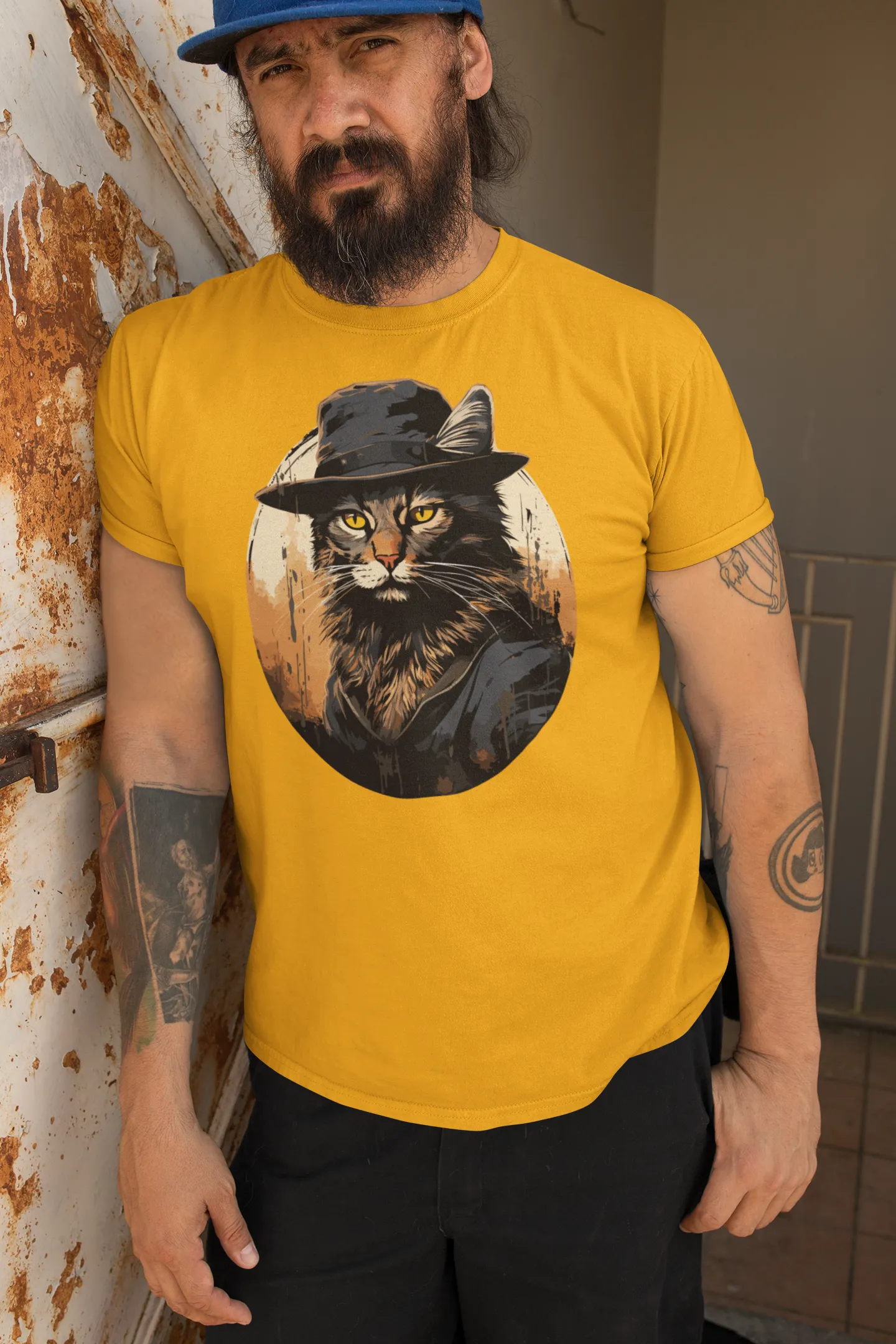 Herren T-Shirt mit Katzenmotiv "Bayou Cat 2"