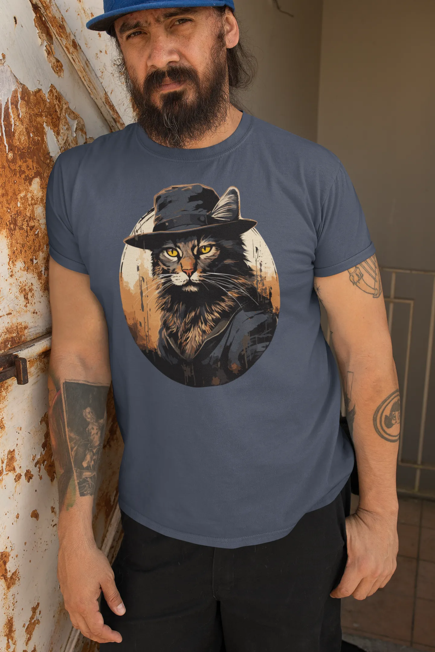 Herren T-Shirt mit Katzenmotiv "Bayou Cat 2"