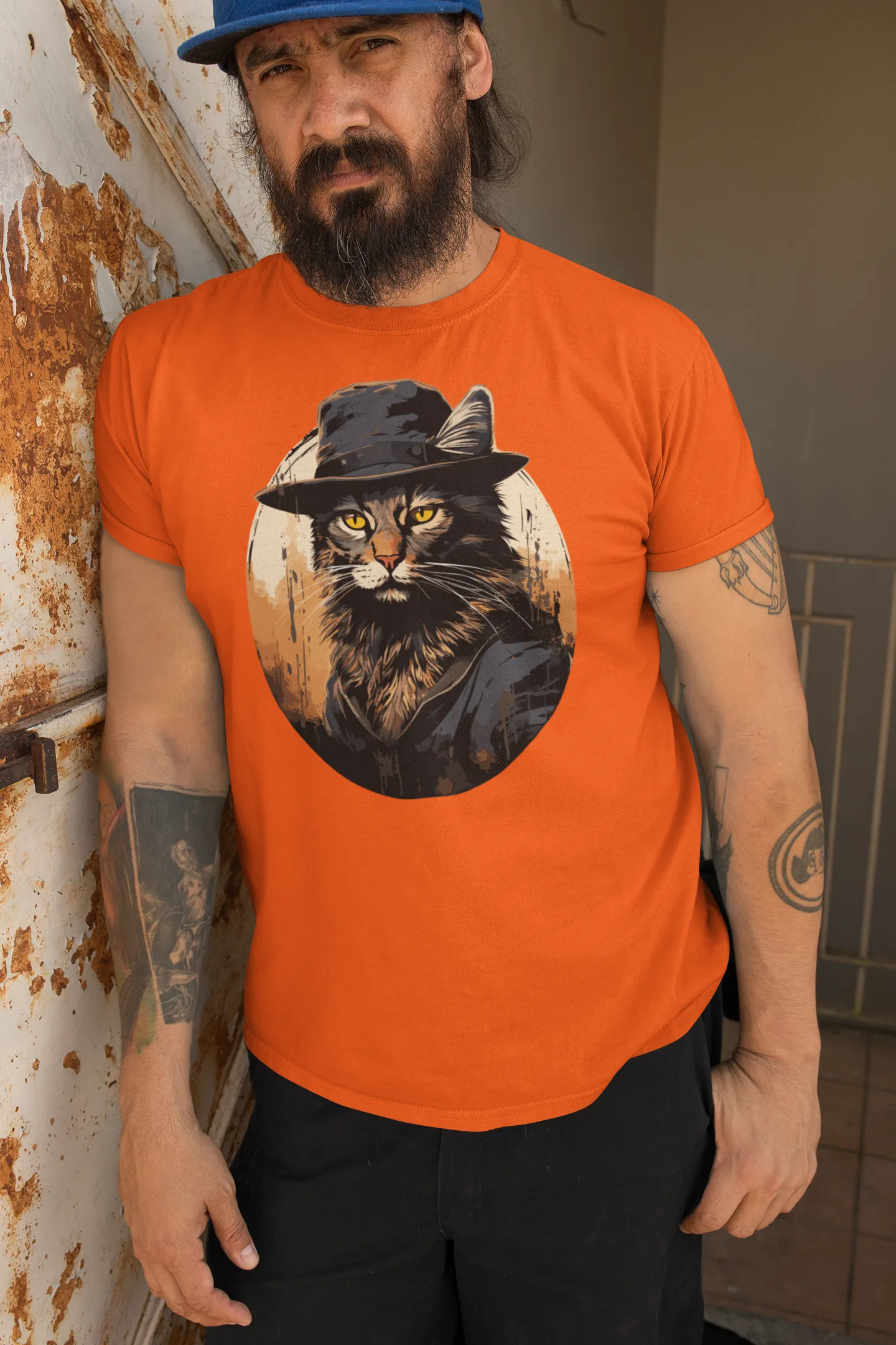 Herren T-Shirt mit Katzenmotiv "Bayou Cat 2"