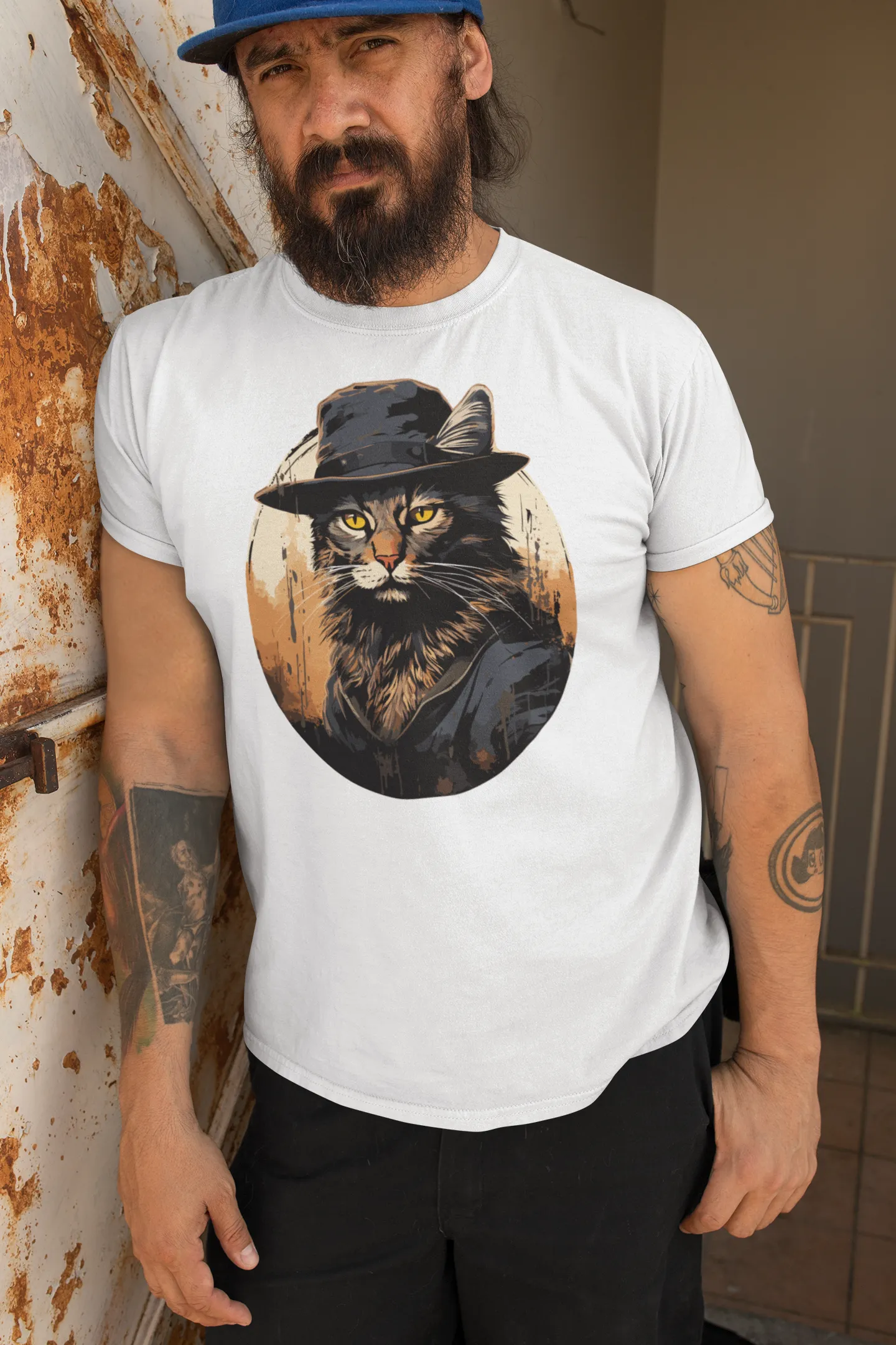 Herren T-Shirt mit Katzenmotiv "Bayou Cat 2"