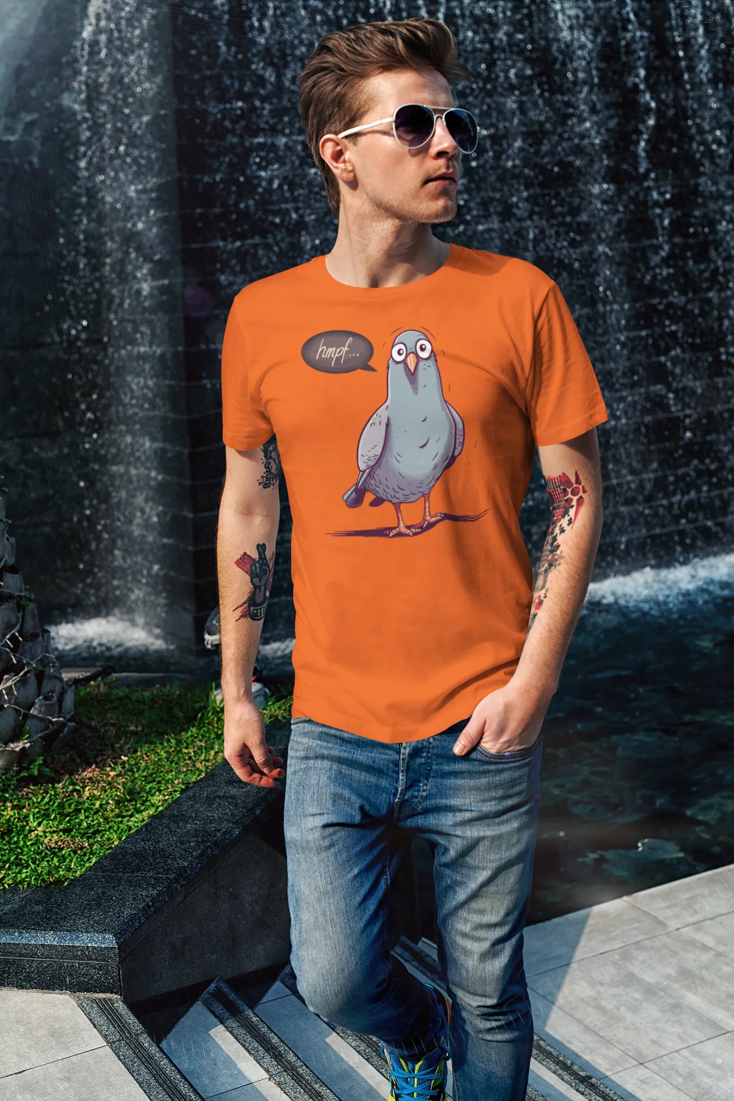 Herren T-Shirt mit Vogelmotiv "Hmpf-Taube"