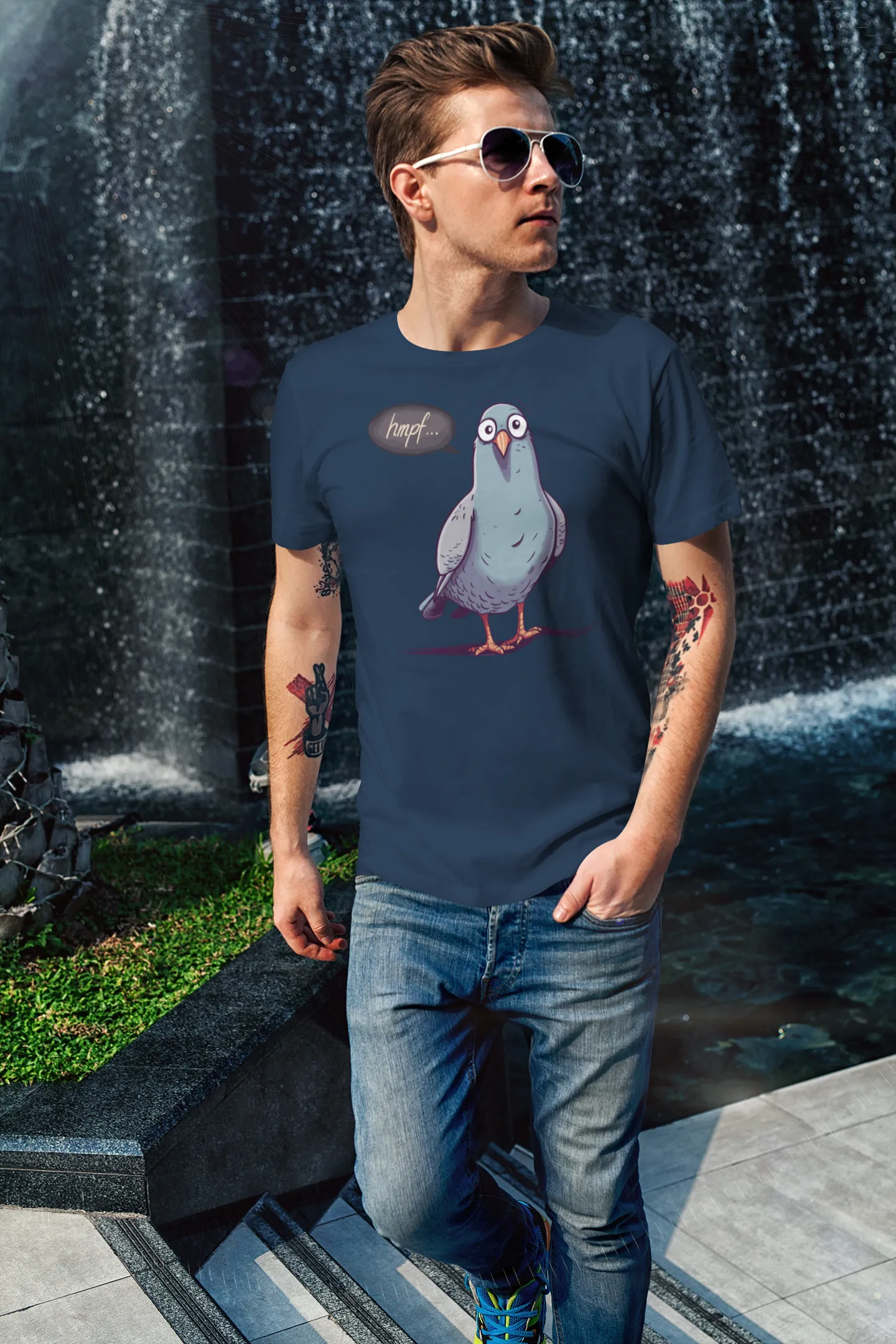 Herren T-Shirt mit Vogelmotiv "Hmpf-Taube"