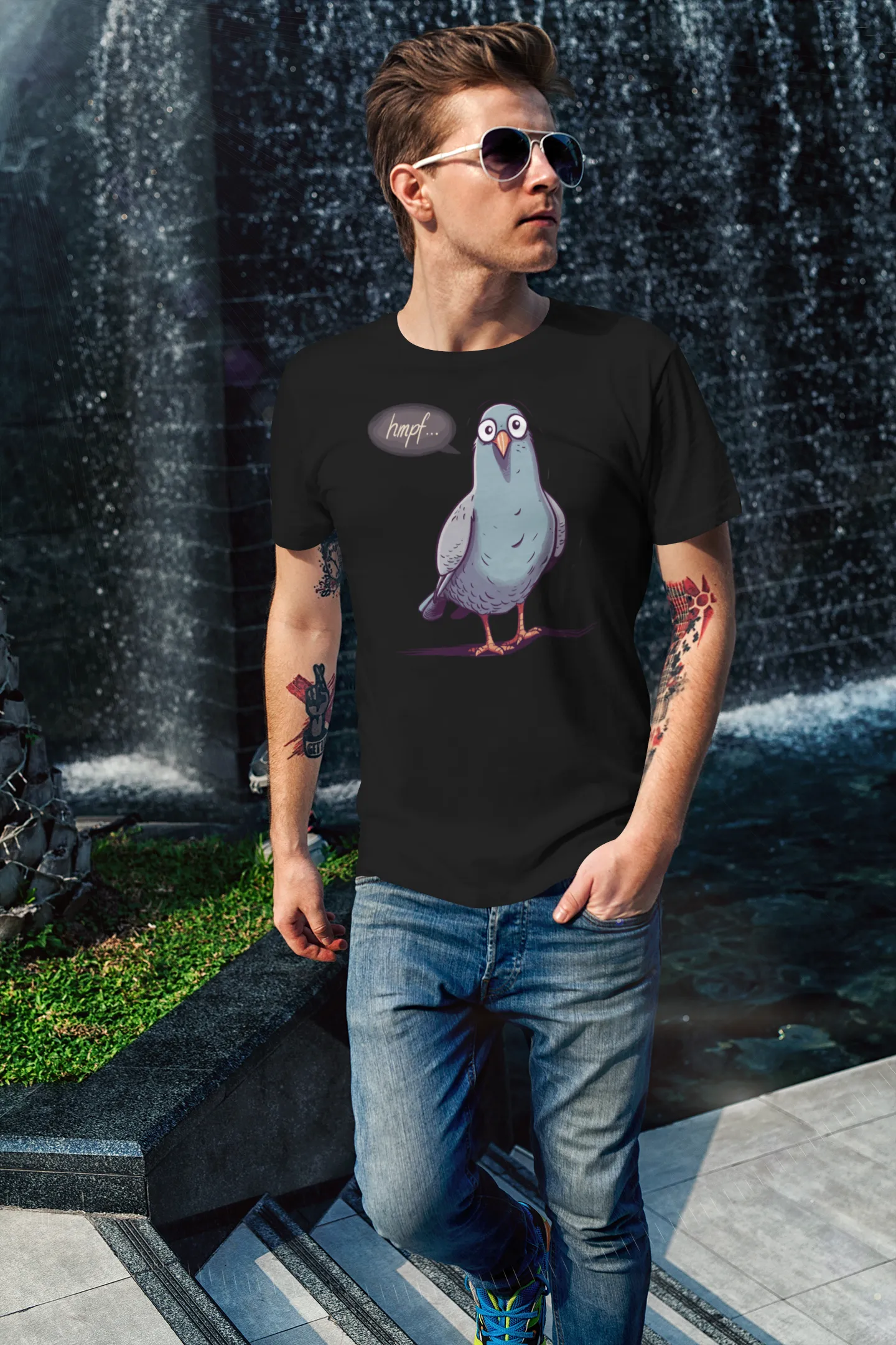 Herren T-Shirt mit Vogelmotiv "Hmpf-Taube"