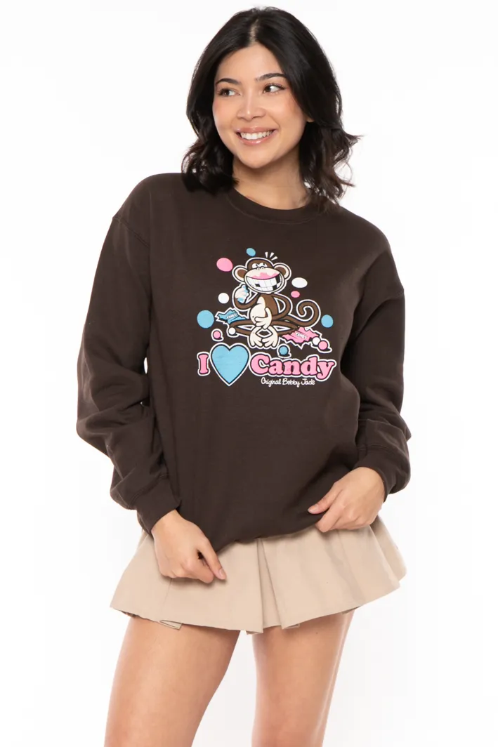 I Love Candy - Bobby Jack Crew Sweatshirt - Brown