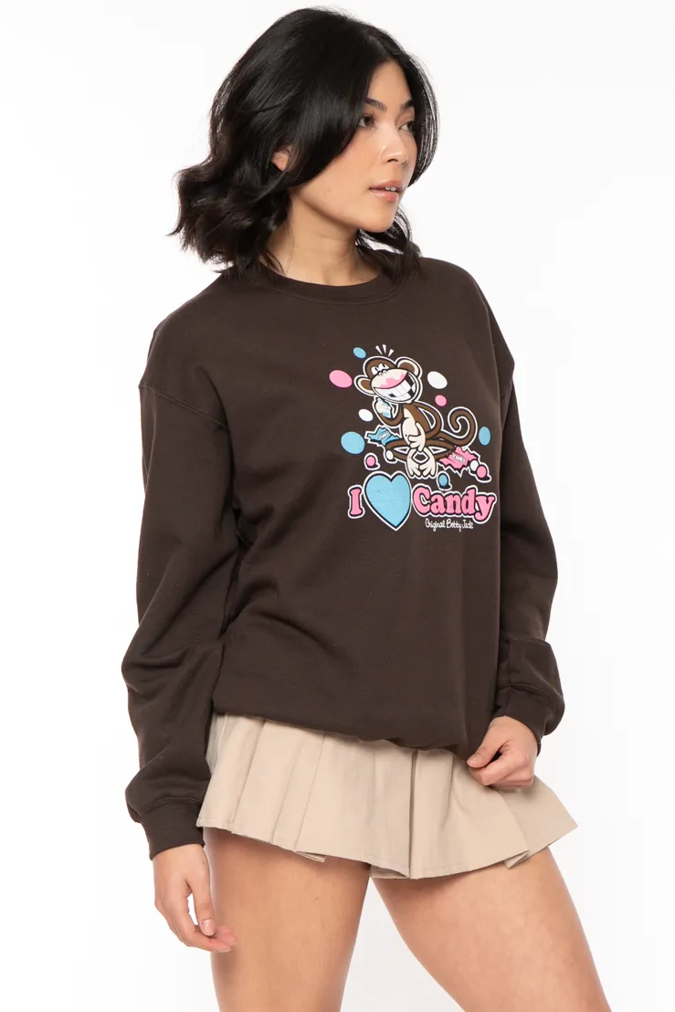 I Love Candy - Bobby Jack Crew Sweatshirt - Brown