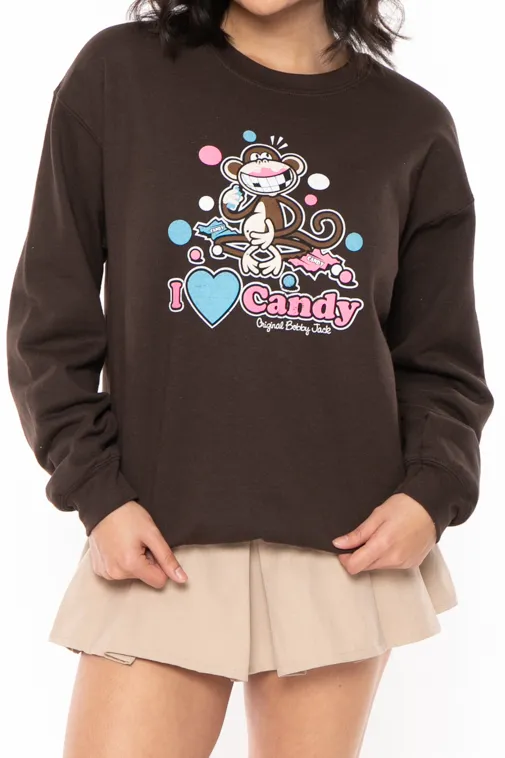 I Love Candy - Bobby Jack Crew Sweatshirt - Brown