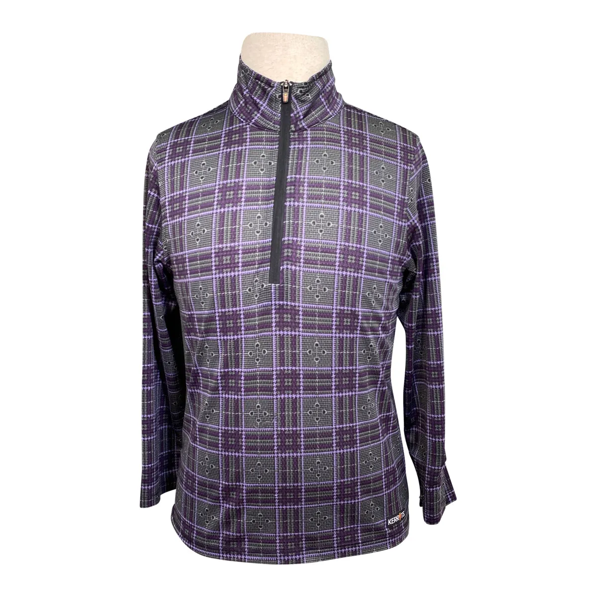 Kerrits Ice Fil' Long Sleeve in Purple/Grey Plaid - Children's Medium