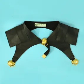 Kpele Black Peplum Leather Belt