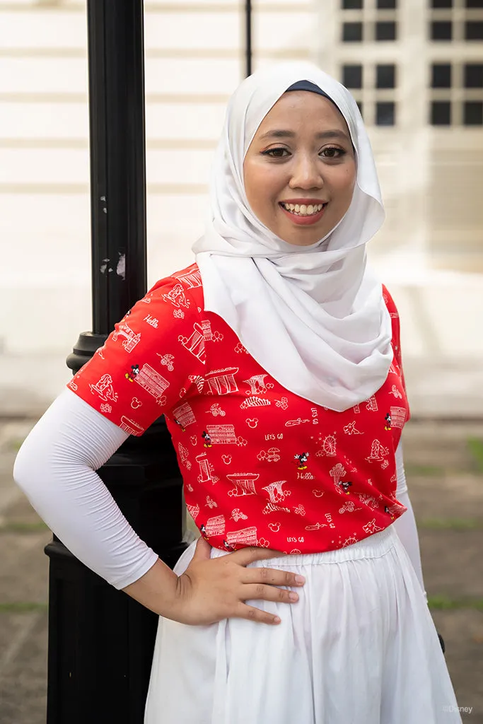 Ladies Capped Tee - Red Island Mickey