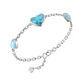 Larimar Aloha Heart Bracelet