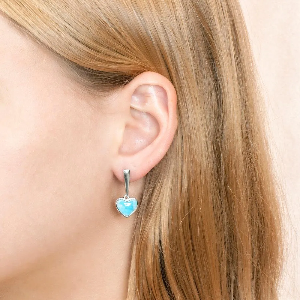 Larimar Pu’uwai Heart Dangle Earrings