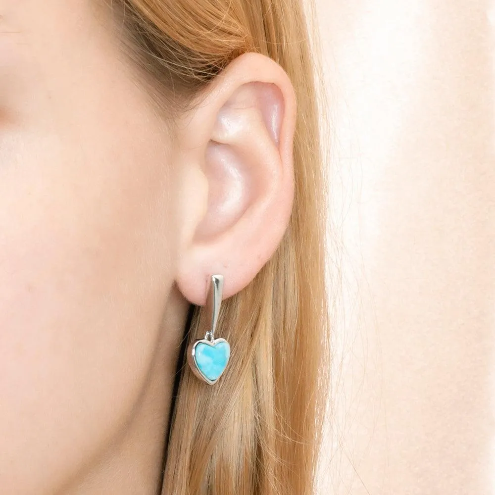 Larimar Pu’uwai Heart Dangle Earrings