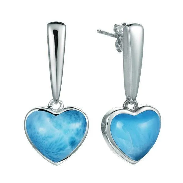 Larimar Pu’uwai Heart Dangle Earrings