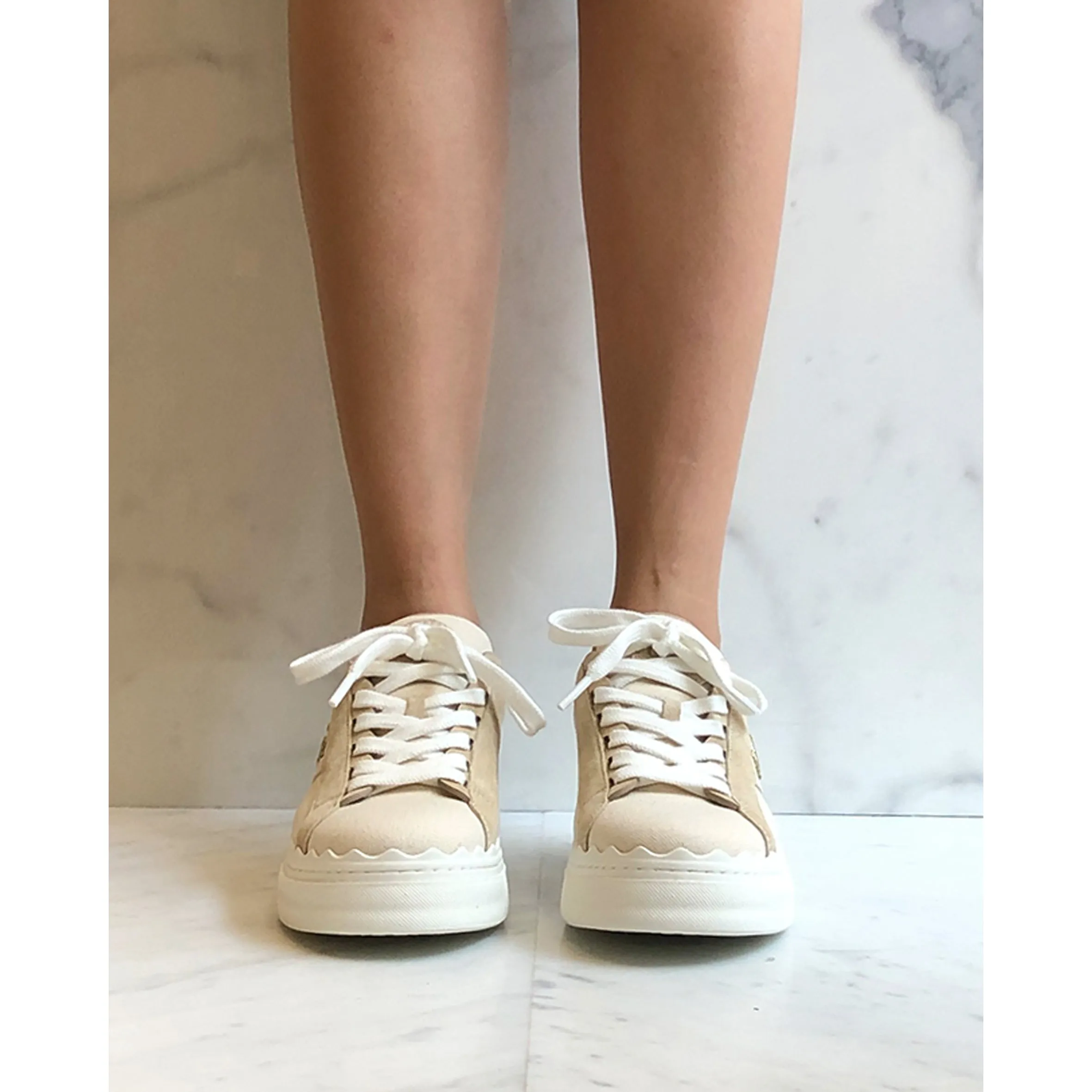 Lauren Embroidered Canvas Sneakers, White