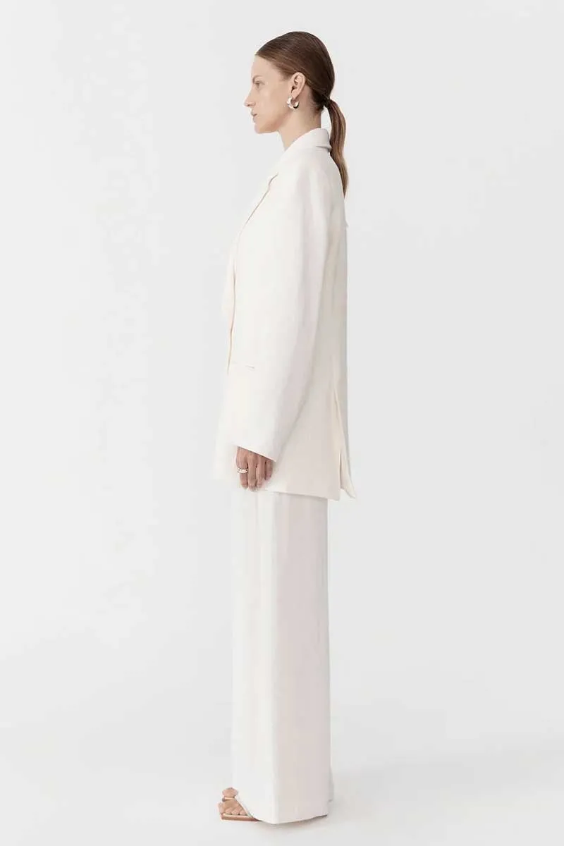 LINEN SPLIT SLEEVE BLAZER-IVORY