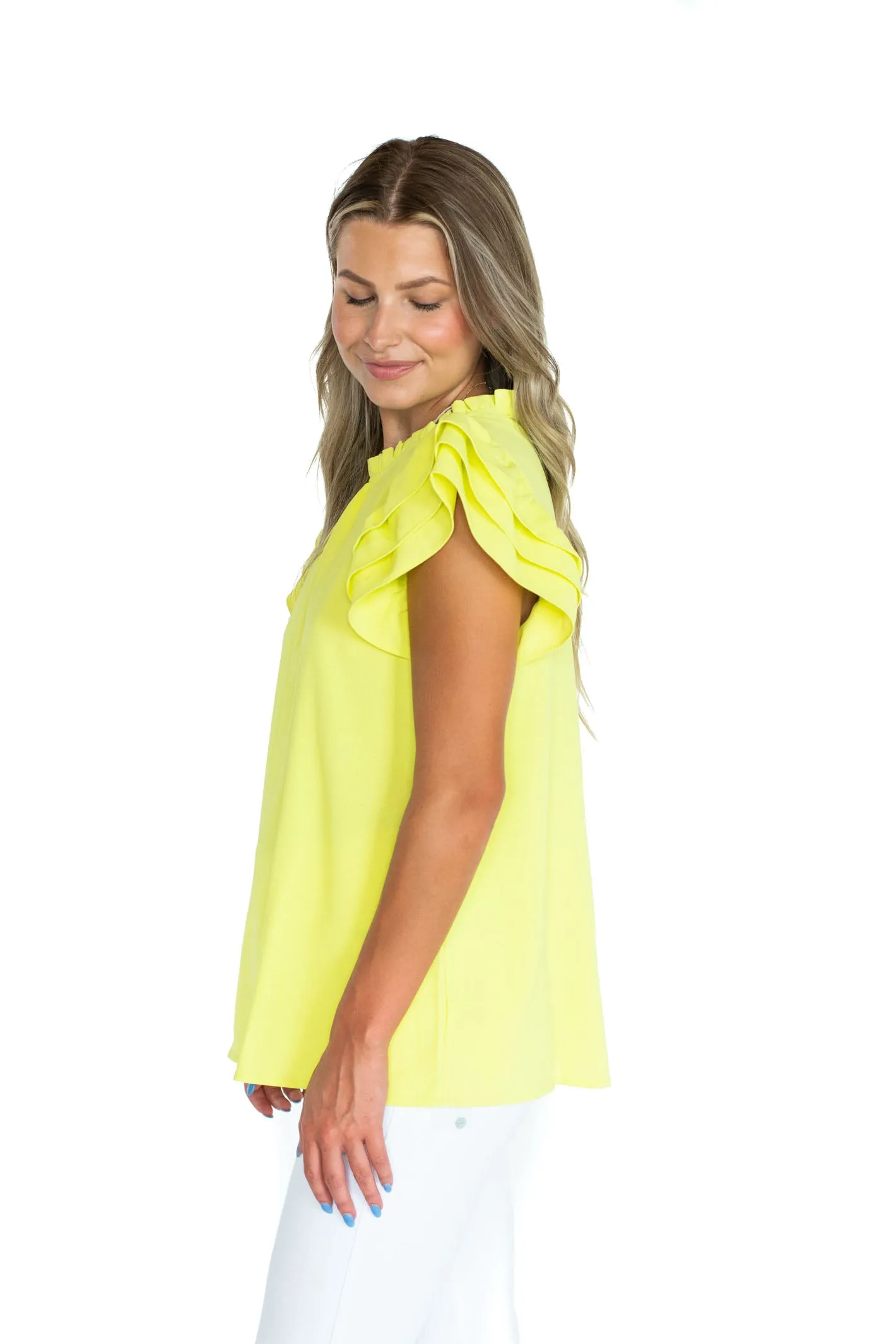 Lovable Energy Neon Yellow Short Sleeve Blouse