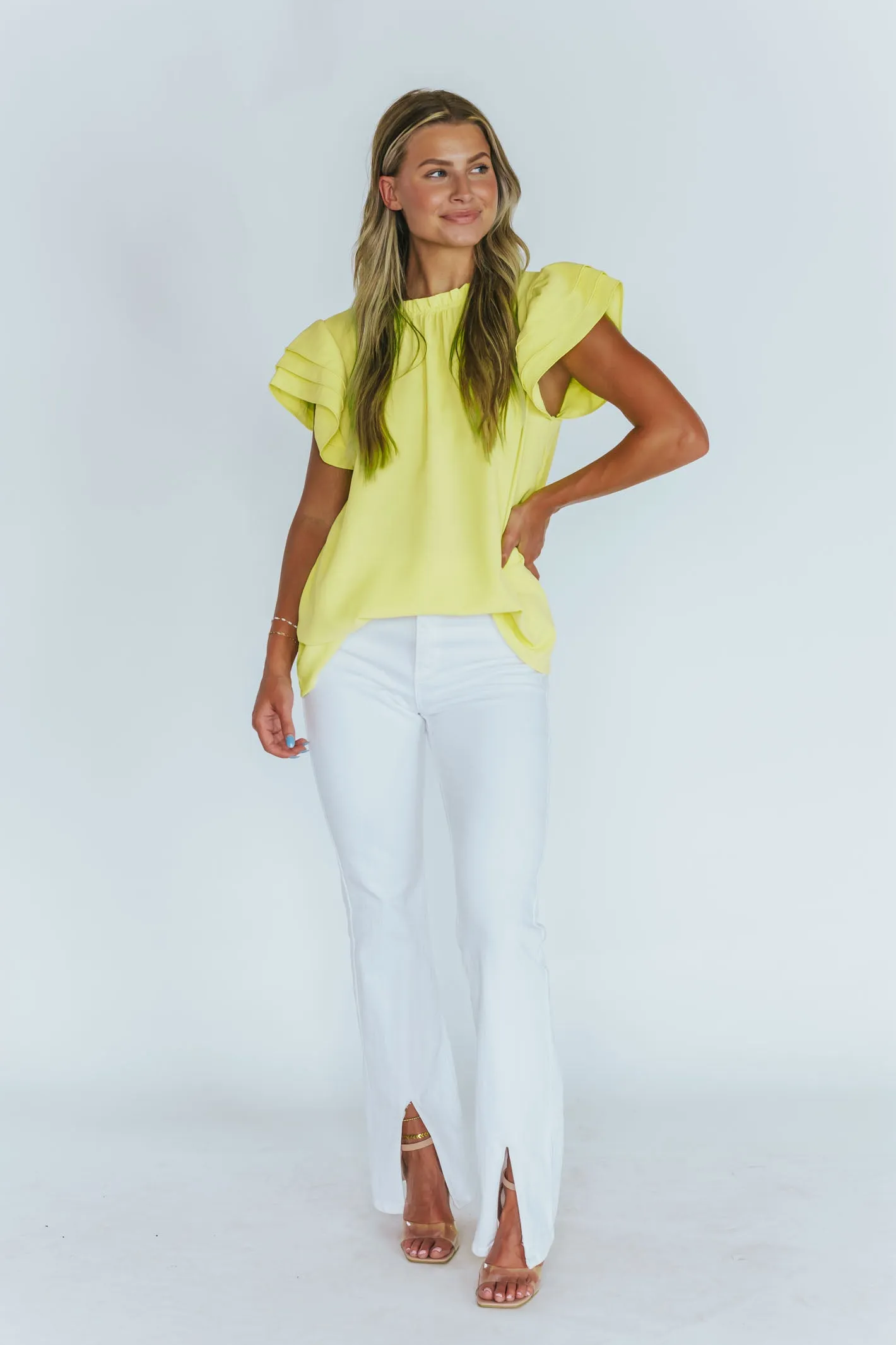 Lovable Energy Neon Yellow Short Sleeve Blouse