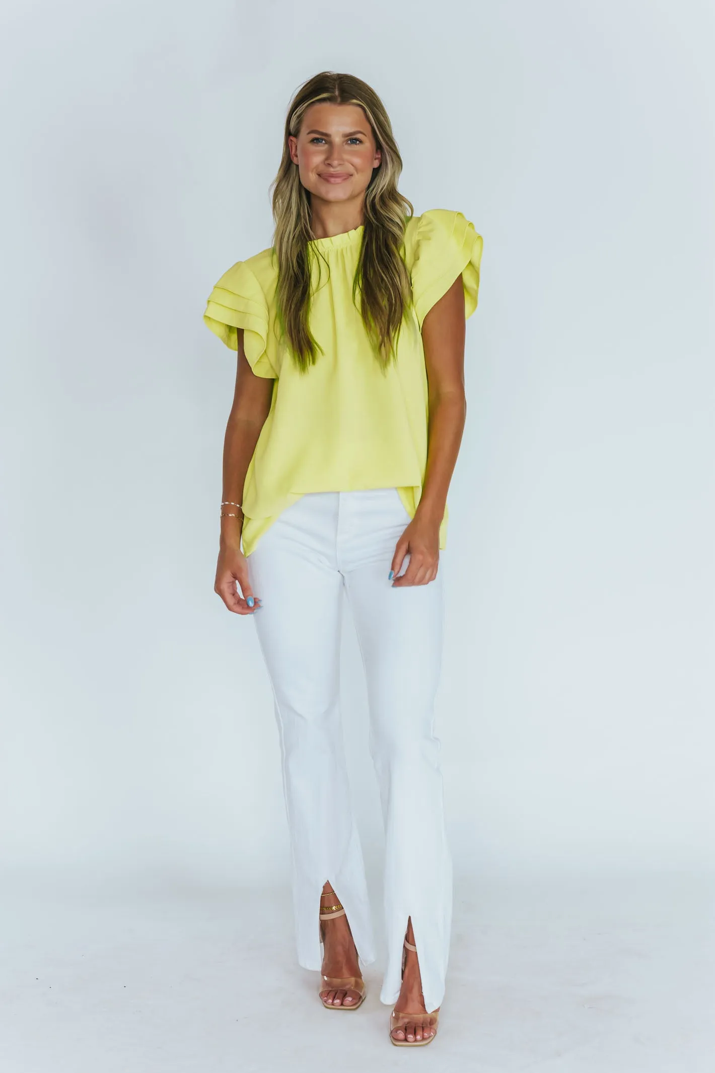 Lovable Energy Neon Yellow Short Sleeve Blouse