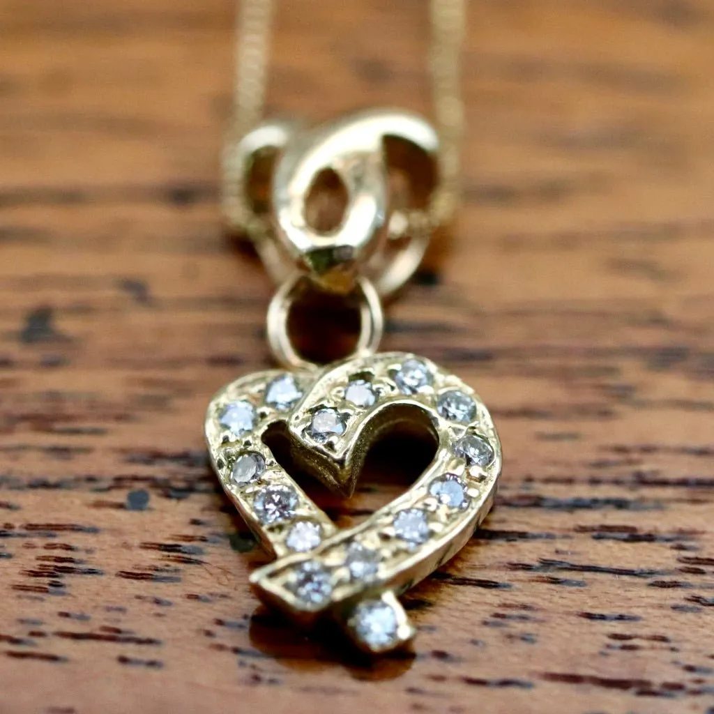 Love Knot  14k Gold and Diamond Necklace