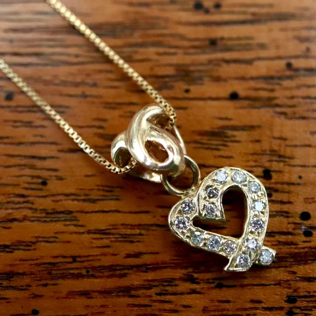 Love Knot  14k Gold and Diamond Necklace