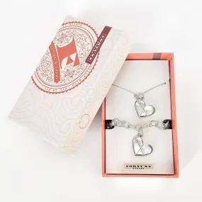 Matching Heart   Arrow Locket and Bracelet Gift Set - Silver