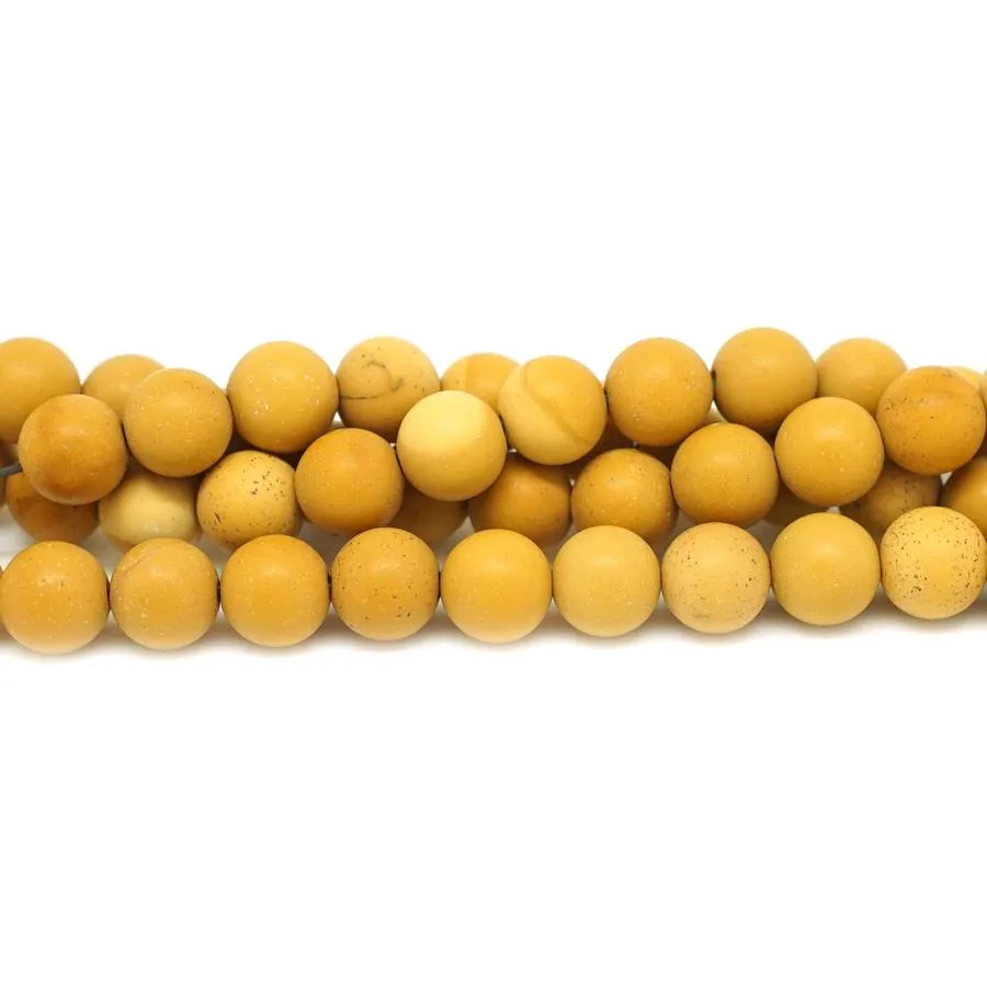 Matte Yellow Mookaite 8mm Round - 15-16 Inch