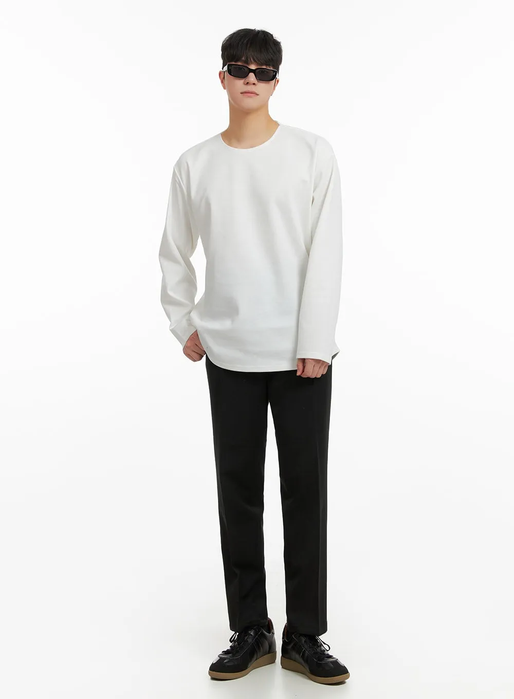 Men's Solid Oversized Long Sleeve Tee IA402