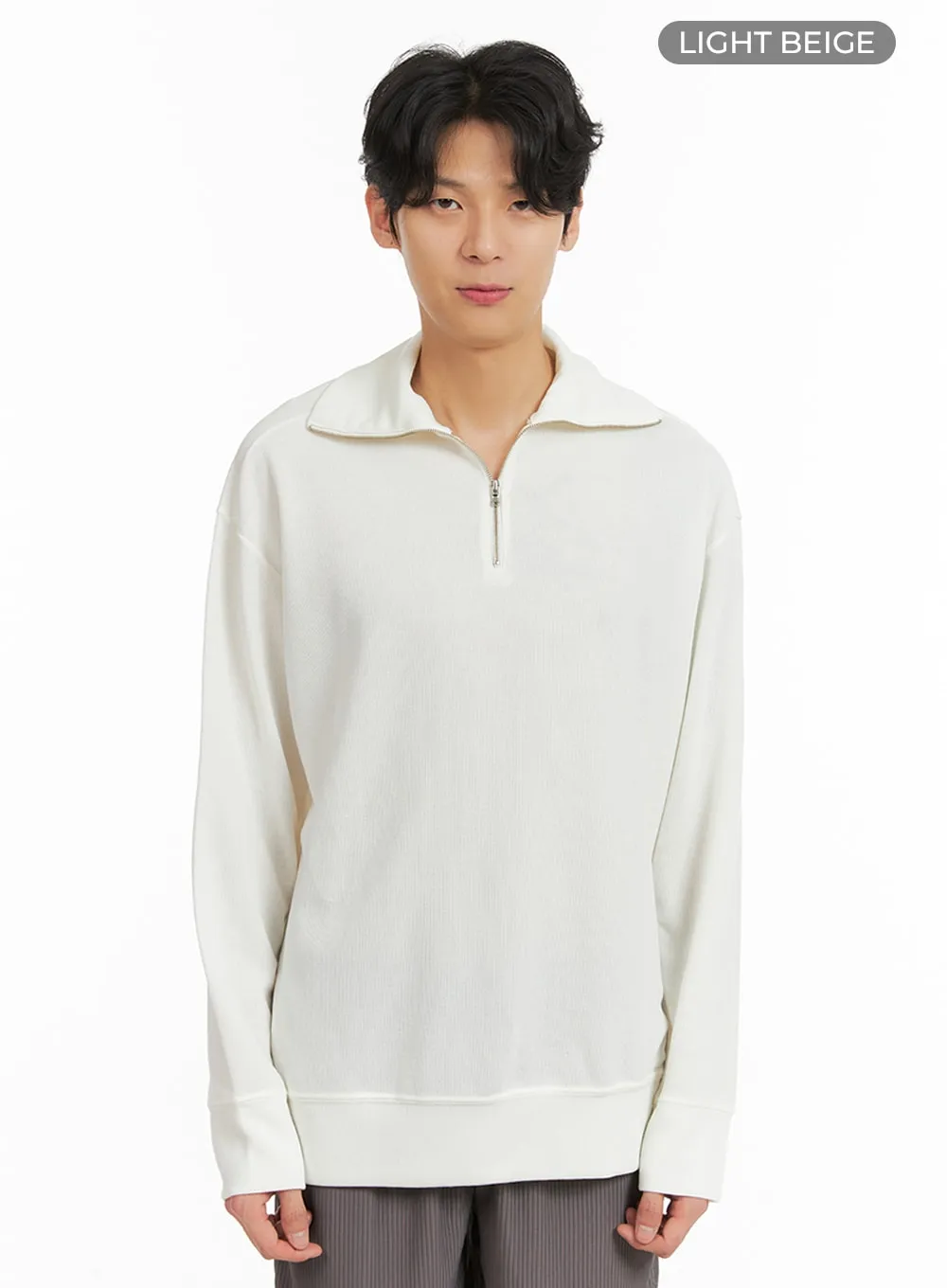 Men's Zip Up Collar Long Sleeve Top IA401