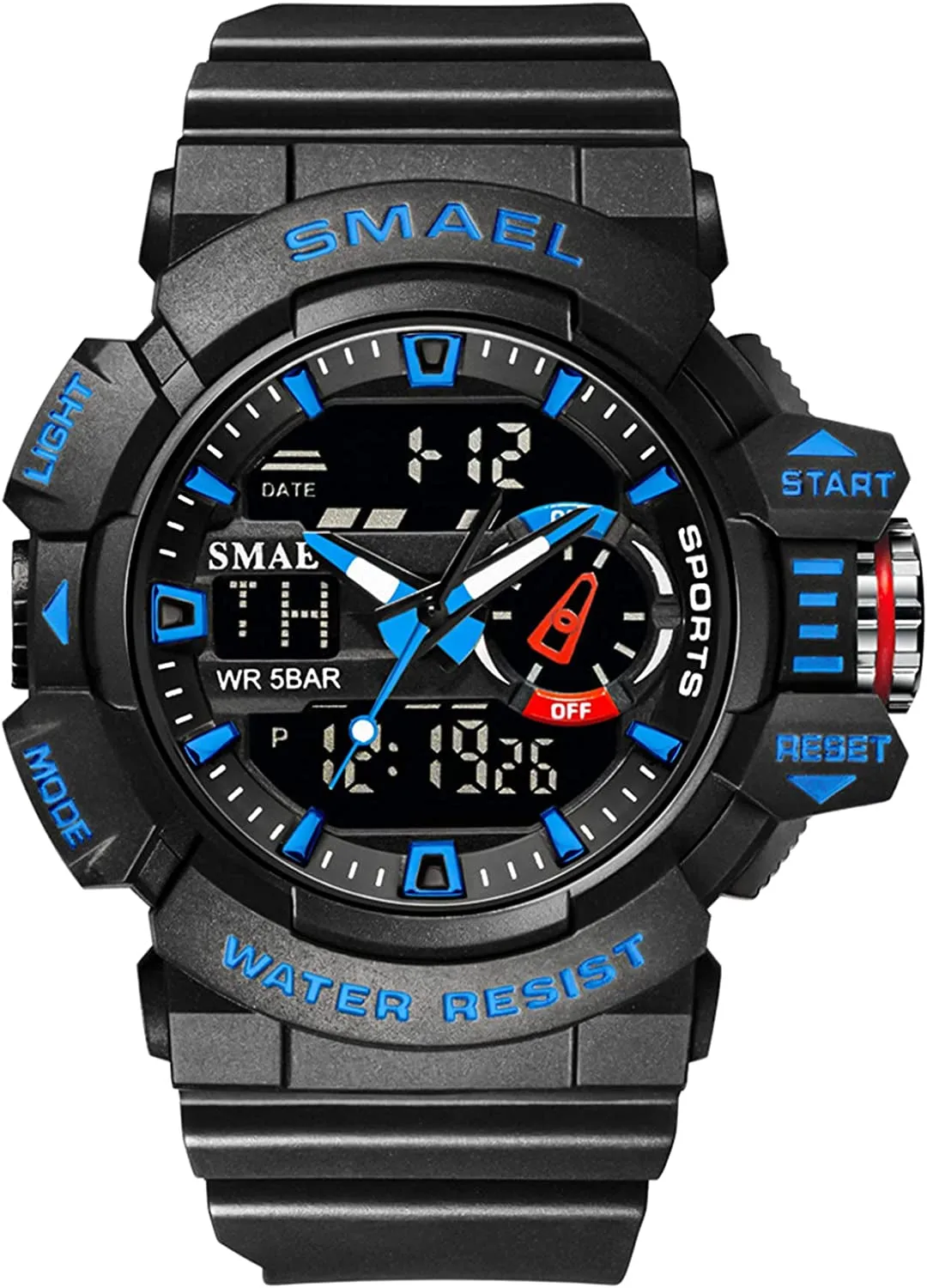 Military Watch for Men 50M Waterproof Clocks Luminous Hands Digital Wristwatches Black Gold Rubber Bracelet Sport Watches