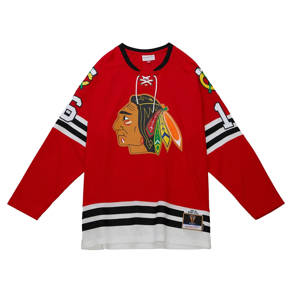 MITCHELL & NESS CHICAGO BLACKHAWKS BLUE LINE HOCKEY JERSEY - 1960 BOBBY HULL