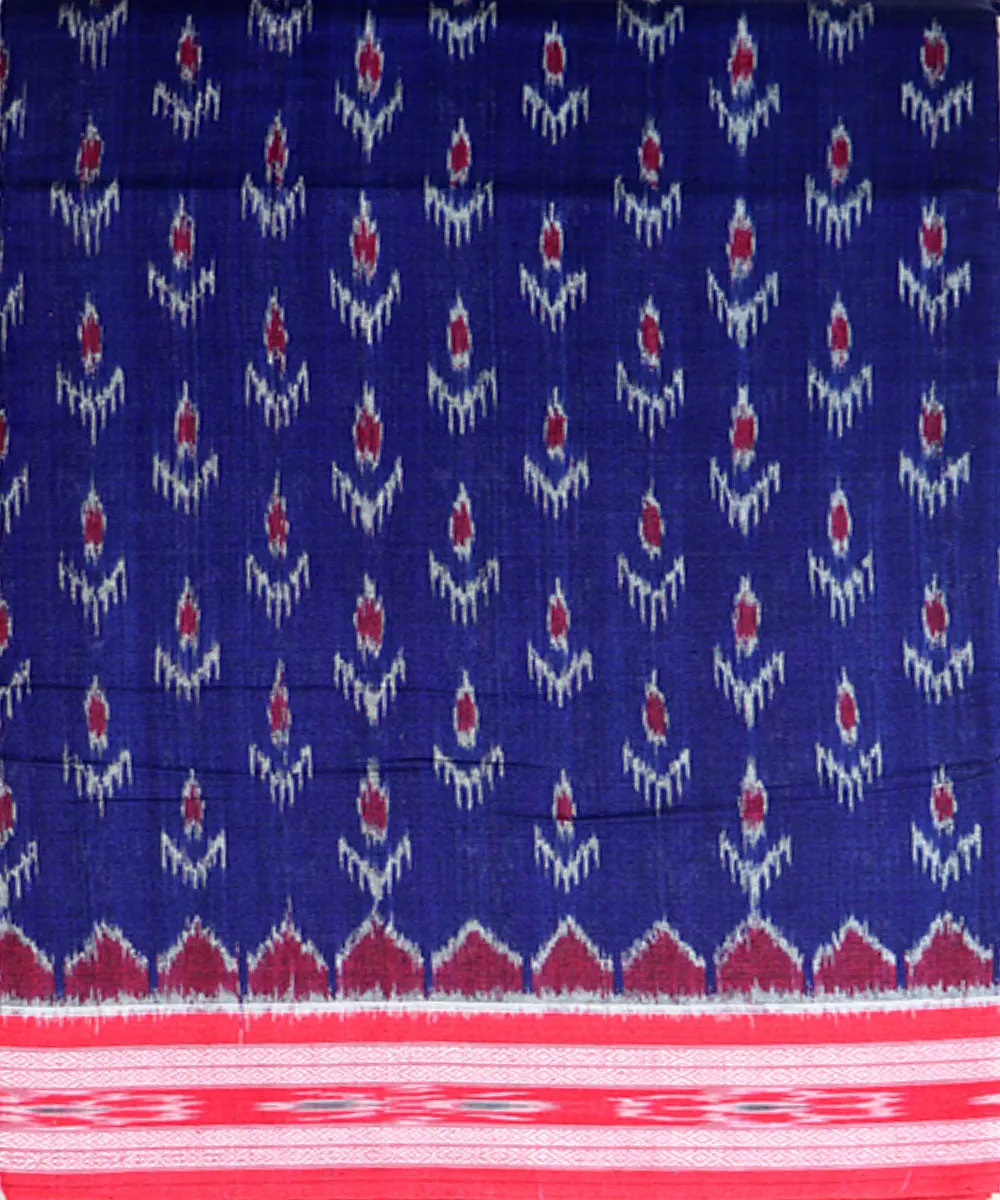 Navy blue red cotton handloom nuapatna saree