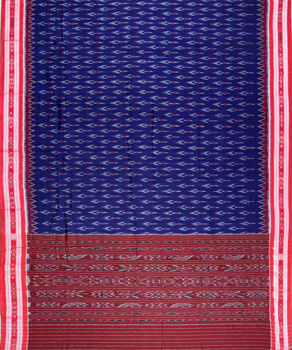 Navy blue red cotton handloom nuapatna saree