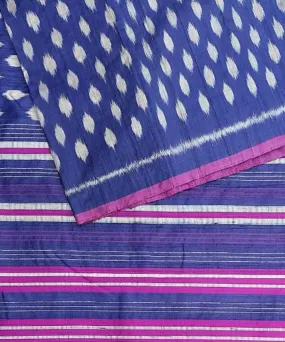 Navy blue white tussar silk handloom gopalpur saree