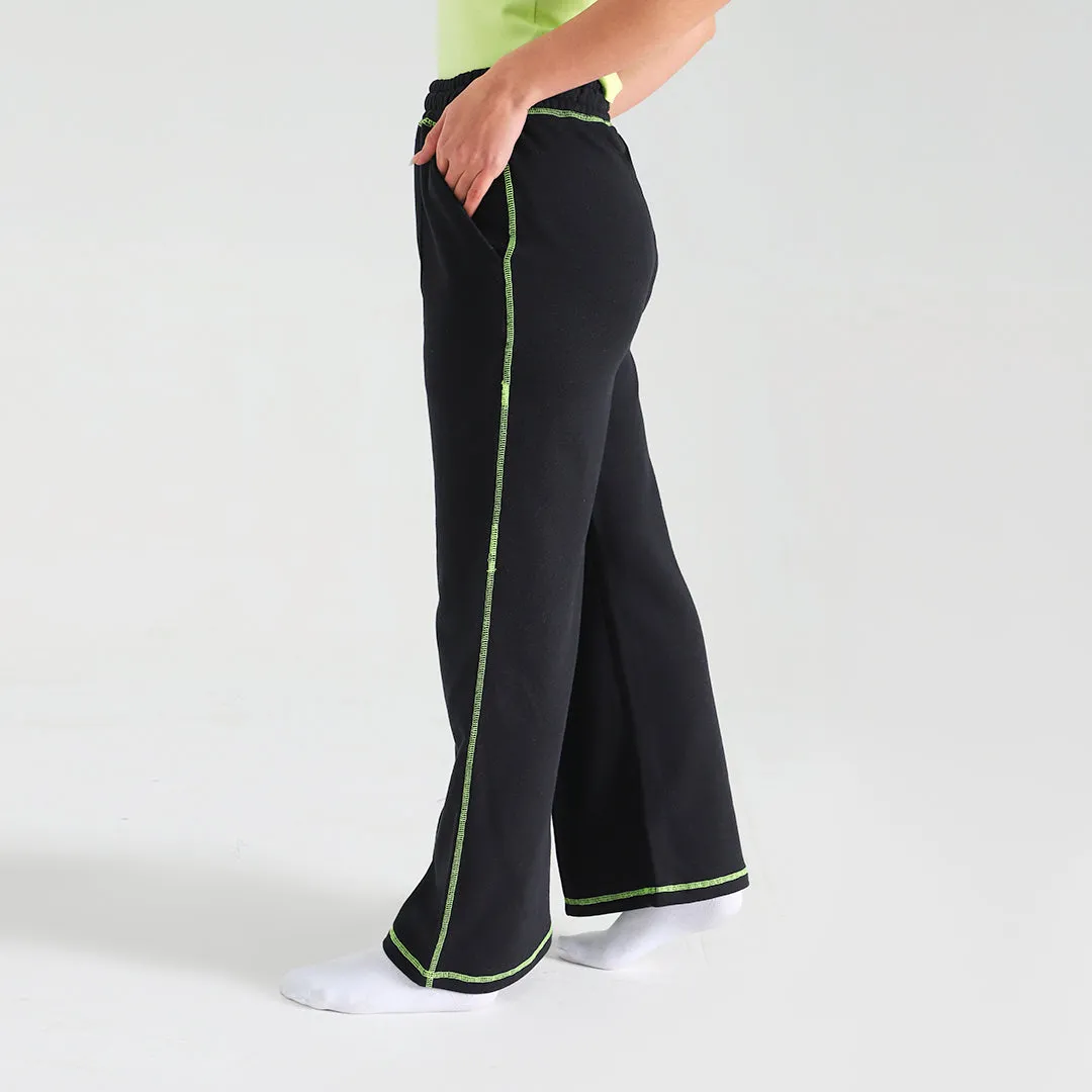 Neon Contrast Stitch Flare Trousers